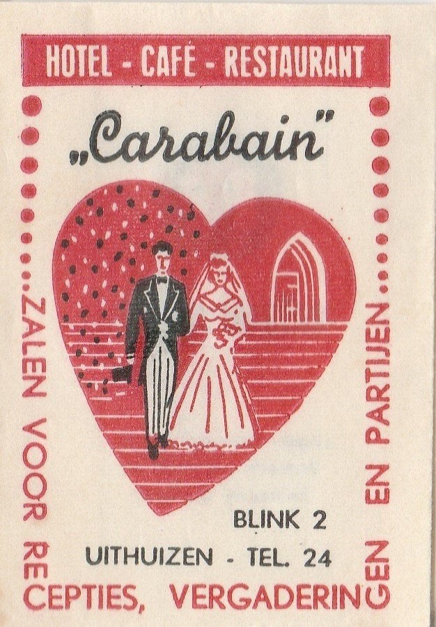 Carabain Blink Uithuizen - tel. 24 - bruidspaar bruid hoed, Ophalen of Verzenden