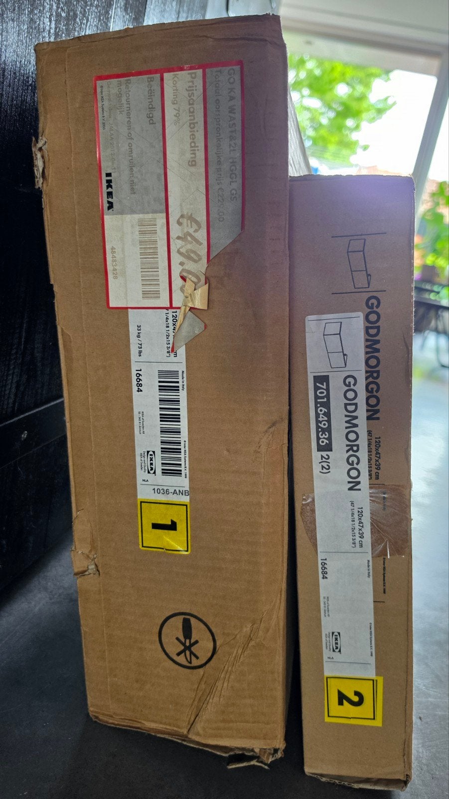 IKEA GODMORGON wastafelmeubel 120cm met dubbele wastafel, Huis en Inrichting, Badkamer | Badkamermeubels, Ophalen, 100 tot 150 cm