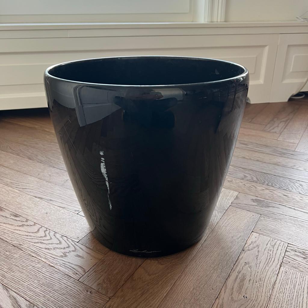 Lechuza ronde bloempot / plantenbak 35 cm zwart hoogglans, Kunststof, Gebruikt, Rond, Binnen