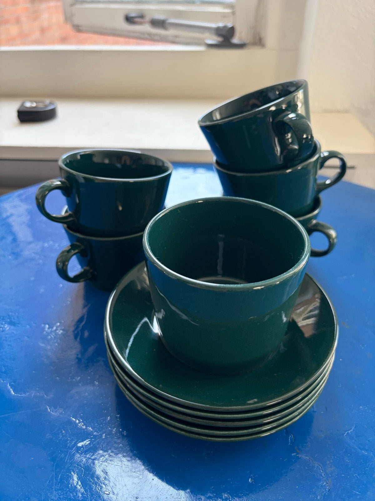 Arabia Kilta/Teema servies - groen kopjes, schotels, bekertj, Keramiek, Vintage, Ophalen of Verzenden, Kop(pen) en/of Schotel(s)