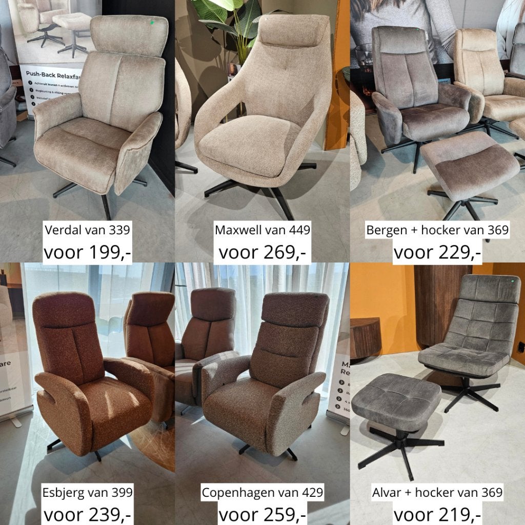 Div. Fauteuils Showmodellen, Huis en Inrichting, Ophalen, 75 tot 100 cm, Zo goed als nieuw, 50 tot 75 cm