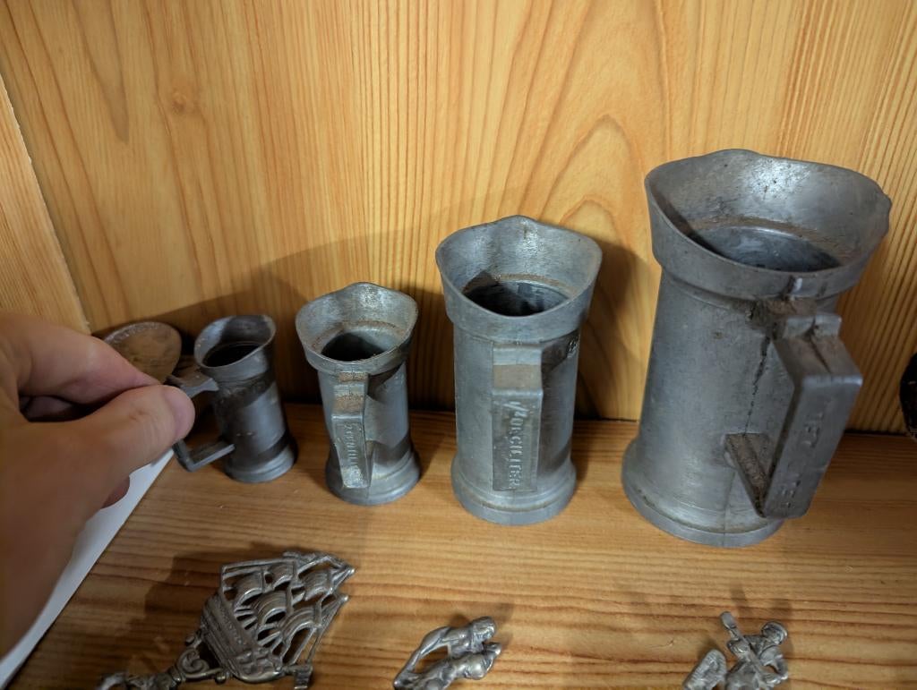 Oude Duitse maatbekers van tin, Antiek en Kunst, Antiek | Tin, Ophalen