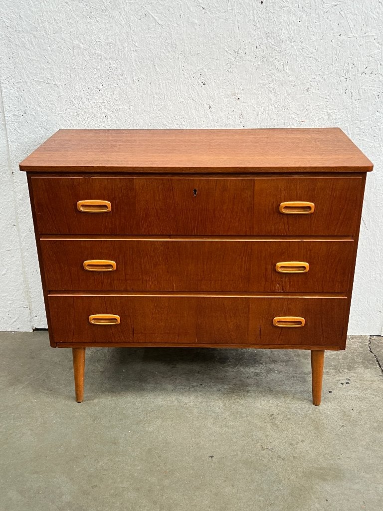 Vintage teakhouten ladekast, Zweden 1960's, Gebruikt, Onbekend, 50 tot 100 cm, 3 of 4 laden