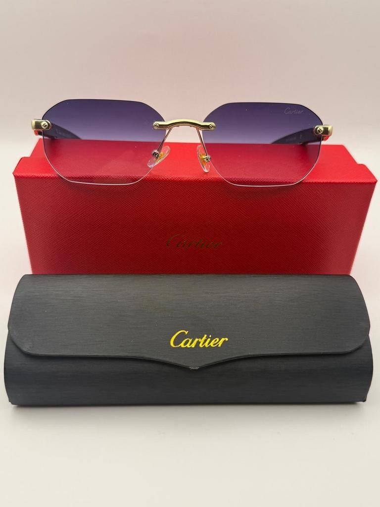 Cartier zonnebril met paarse glazen, Sieraden, Tassen en Uiterlijk, Zonnebrillen en Brillen | Heren, Ophalen of Verzenden, Nieuw