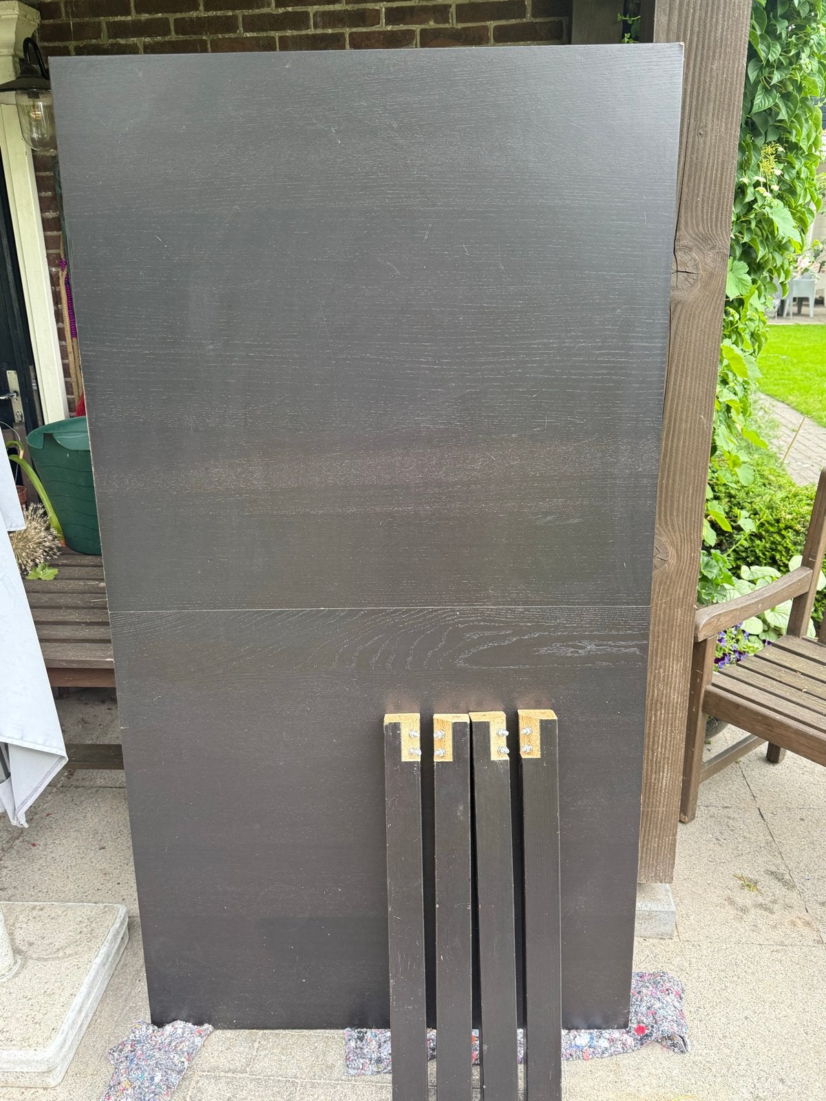 Zwarte eettafel/ klustafel L175 (217/259) cm x B95 cm xH73,5, Ophalen, Gebruikt, 100 tot 150 cm, 50 tot 100 cm