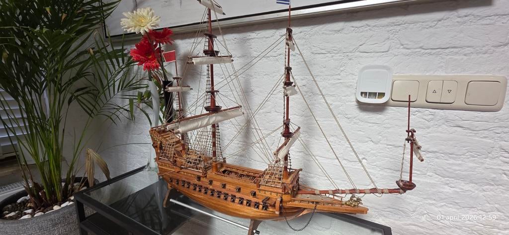 Houten Scheepsmodel - Zeilschip, Hobby en Vrije tijd, Modelbouw | Boten en Schepen, Ophalen, Zo goed als nieuw, Groter dan 1:32