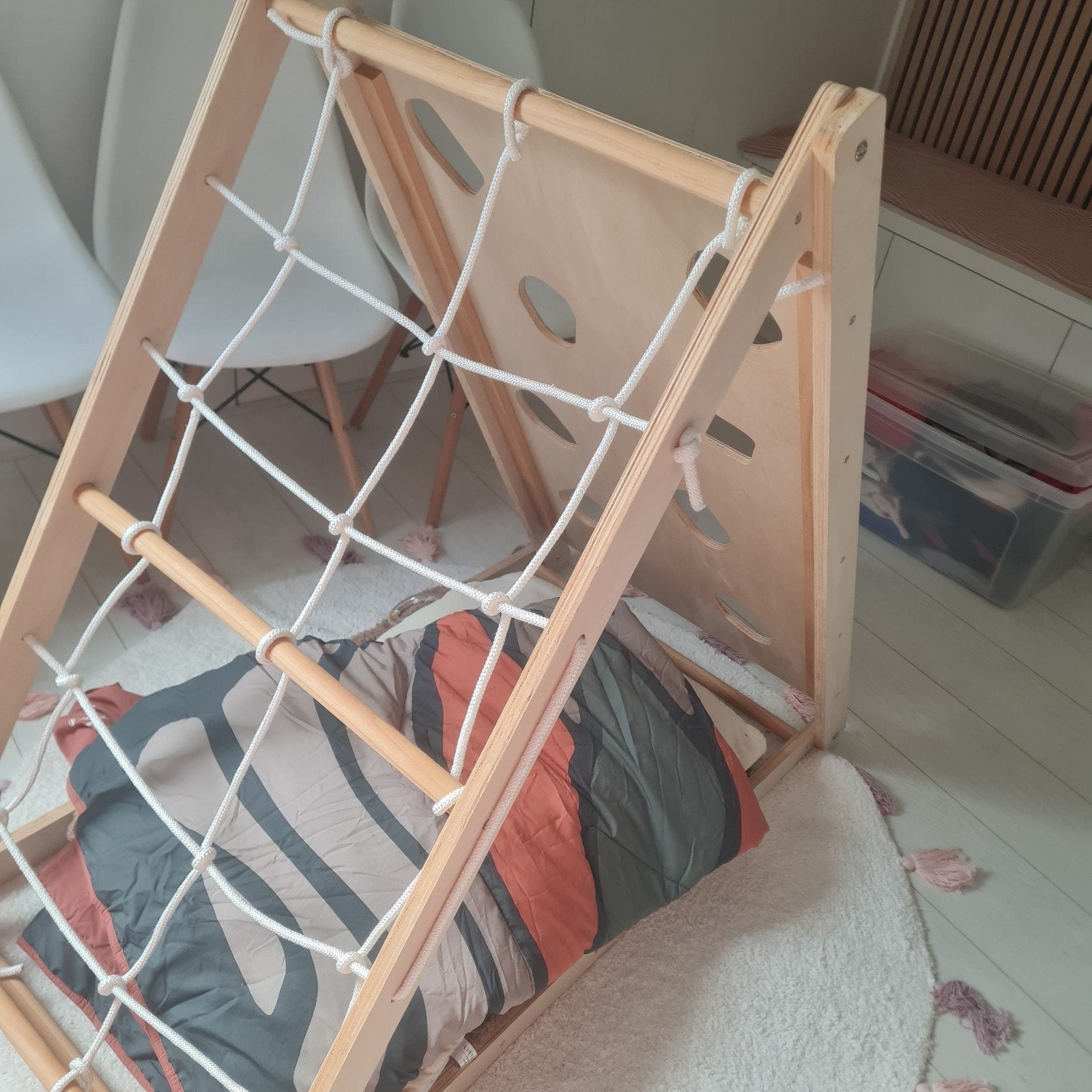 Houten Klimrek met Klimnet en Klimwand voor Kinderen, Ophalen, Zo goed als nieuw, Klimwand