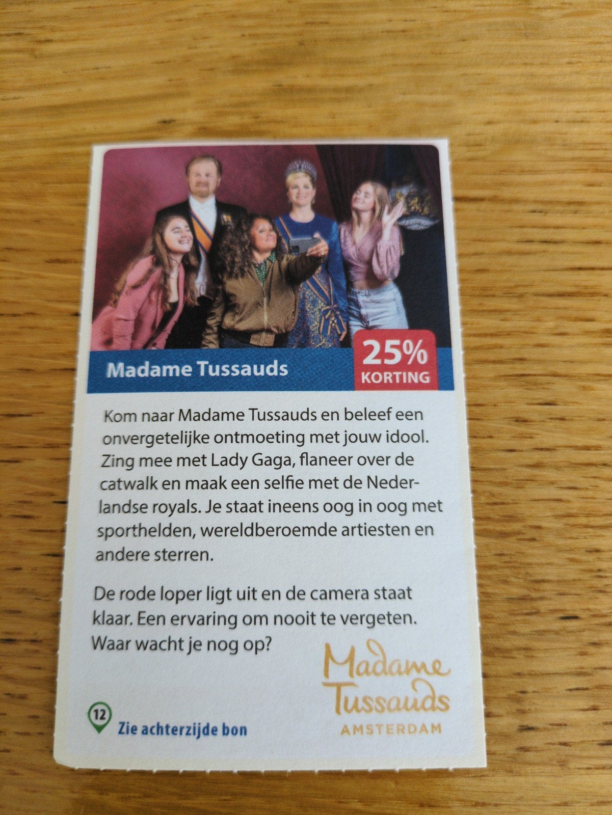 Kortingsbon voor Madame Tussauds, 25 % korting, Drie personen of meer, Kortingskaart
