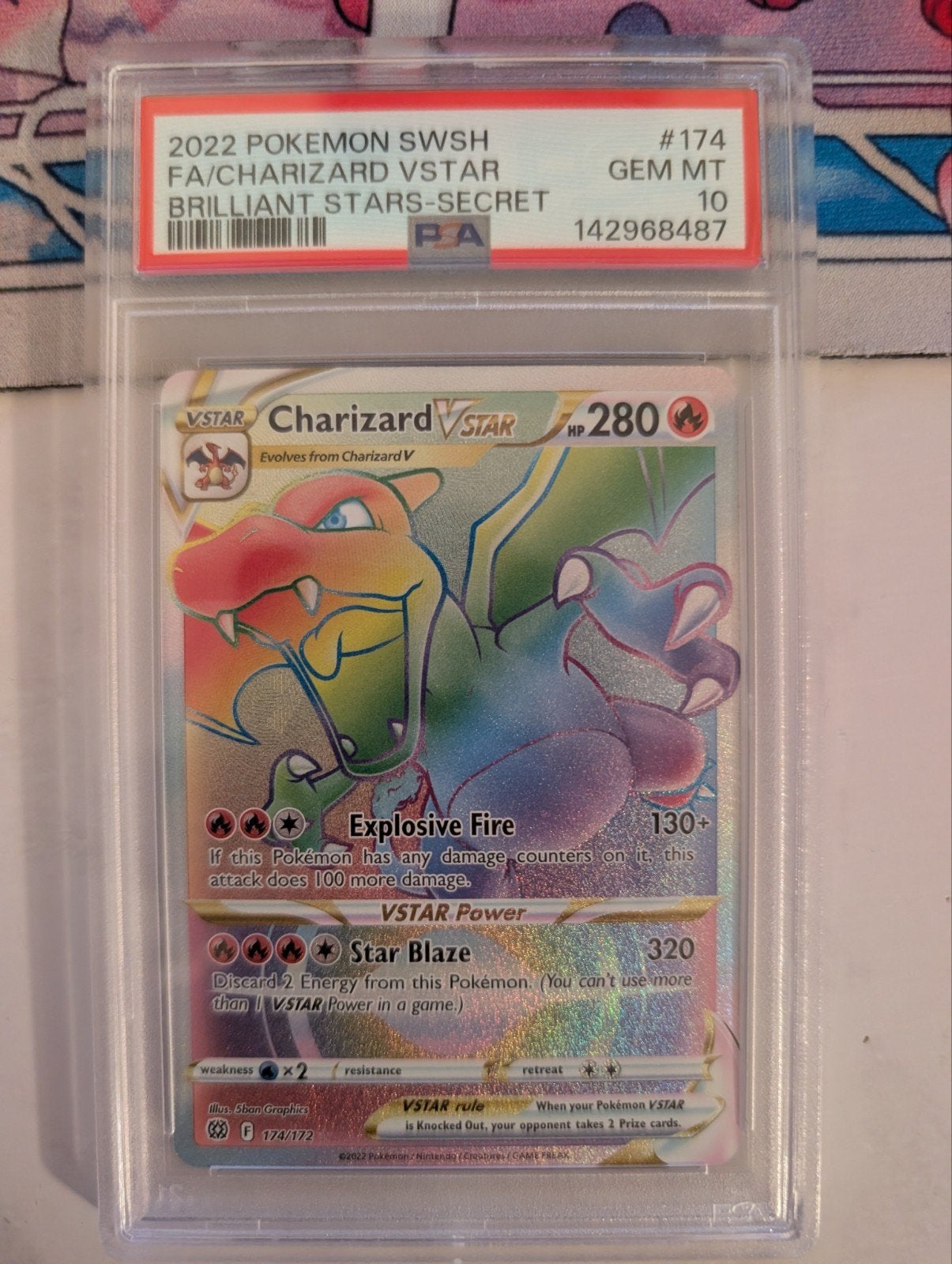 Pokémon Charizard VSTAR #174 PSA 10, Ophalen of Verzenden, Nieuw, Losse kaart, Foil