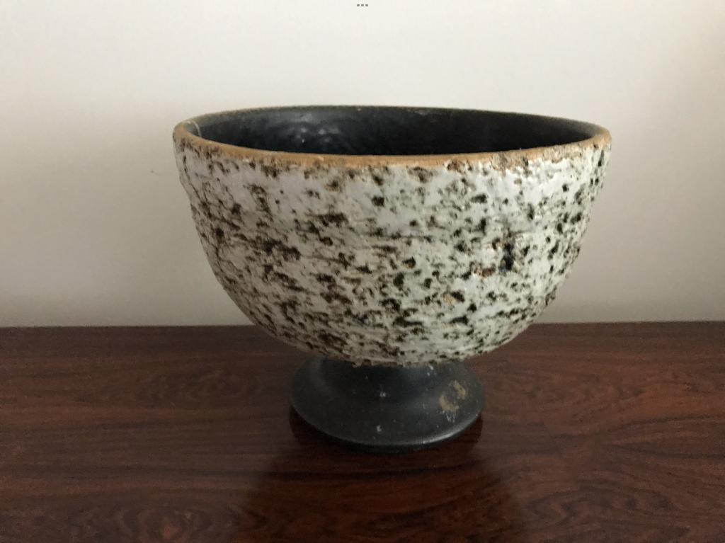 Oude retro vintage bloempot keramiek op voet, Antiek en Kunst, Ophalen of Verzenden