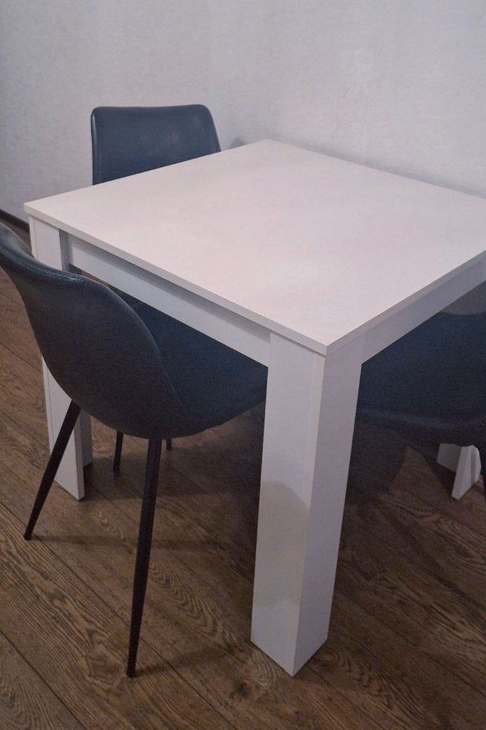 Tafel en stoelen (4 stuks), Huis en Inrichting, Ophalen, Zwart, Leer, Zo goed als nieuw