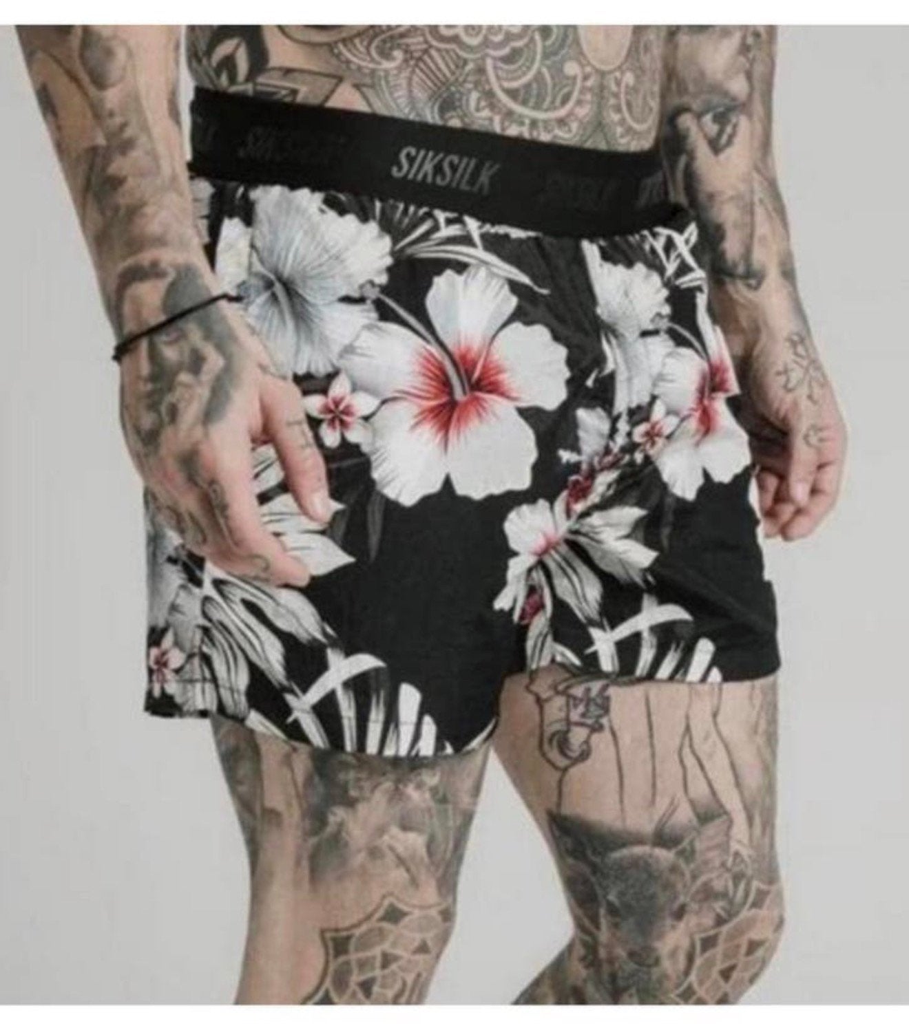 SikSilk Mens Standard Swim Shorts - mannen bloemen zwembroek, Zwart, Ophalen of Verzenden, H, H