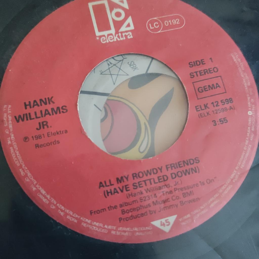 Hank Williams Jr. - All My Rowdy Friends (Single), Cd's en Dvd's, Vinyl Singles, Gebruikt, 7 inch, Ophalen of Verzenden, Country en Western