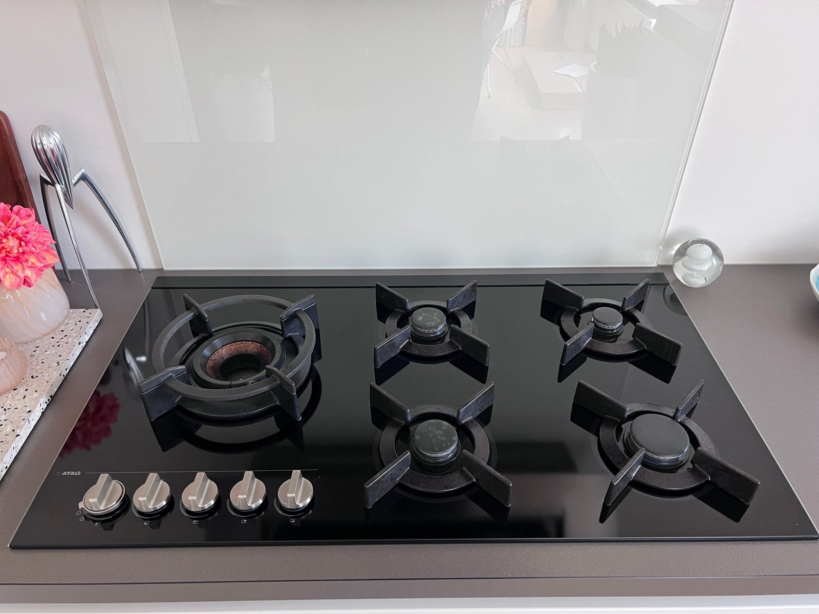 Atag 5 pits gaskookplaat 90cm HG9571MBA, Witgoed en Apparatuur, Kookplaten, Ophalen, Zo goed als nieuw, Inbouw, Gas