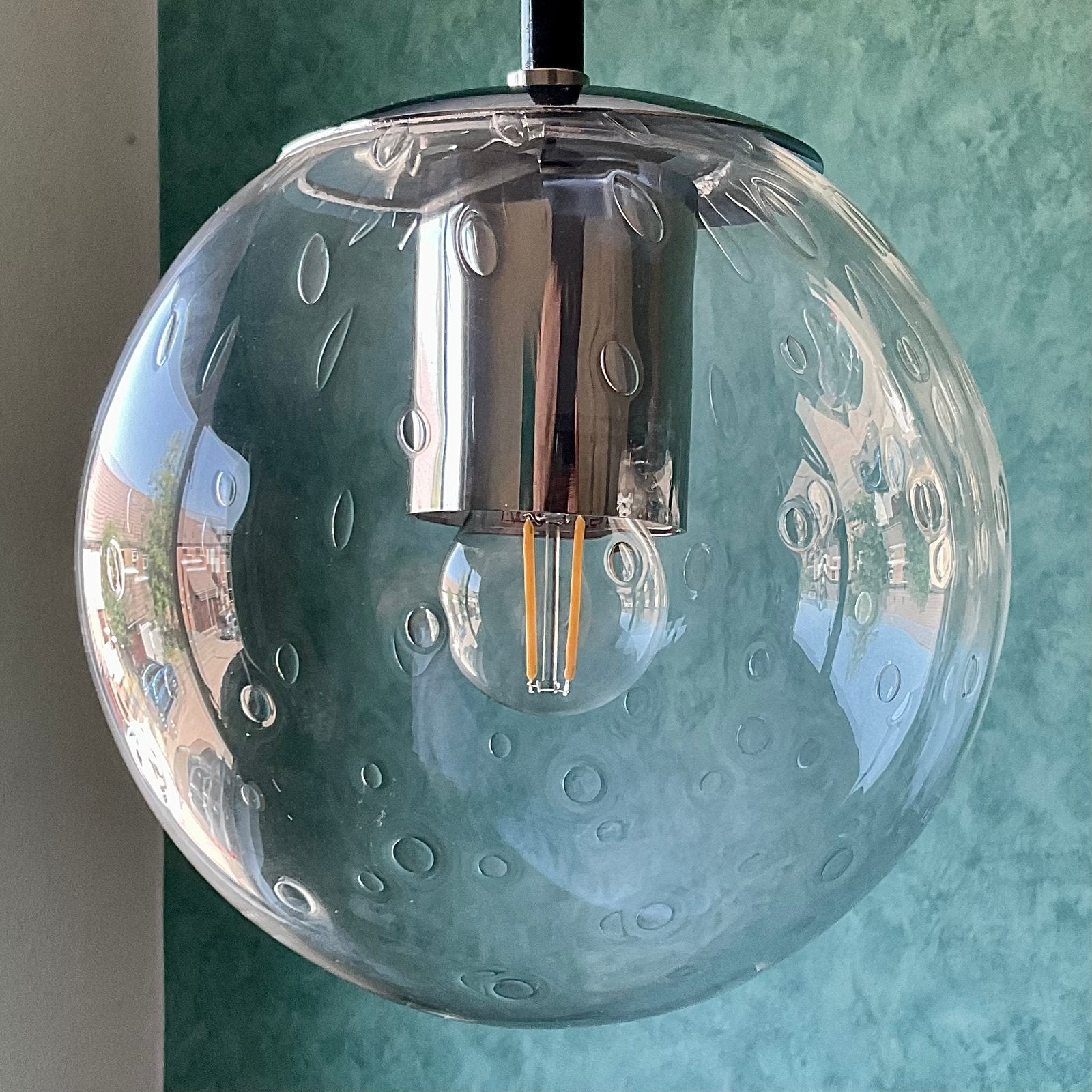 Vintage 60’s RAAK Teardrop Hanglamp. Model B-1224. Ø 18CM, Gebruikt, 18 cm, Ophalen of Verzenden, Glas