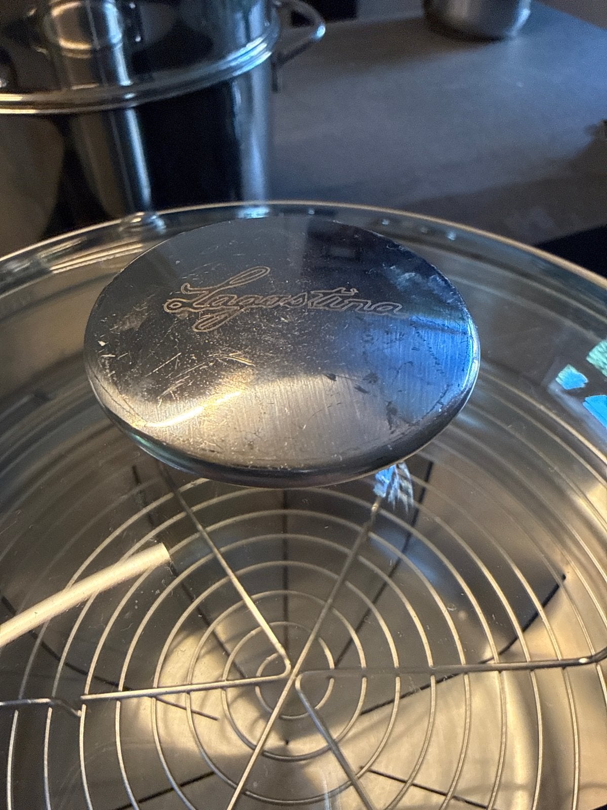 Lagostina stoomkookpan met mandje en deksel, Huis en Inrichting, Keuken | Potten en Pannen, Ophalen, Frituurpan, Gebruikt, Rvs