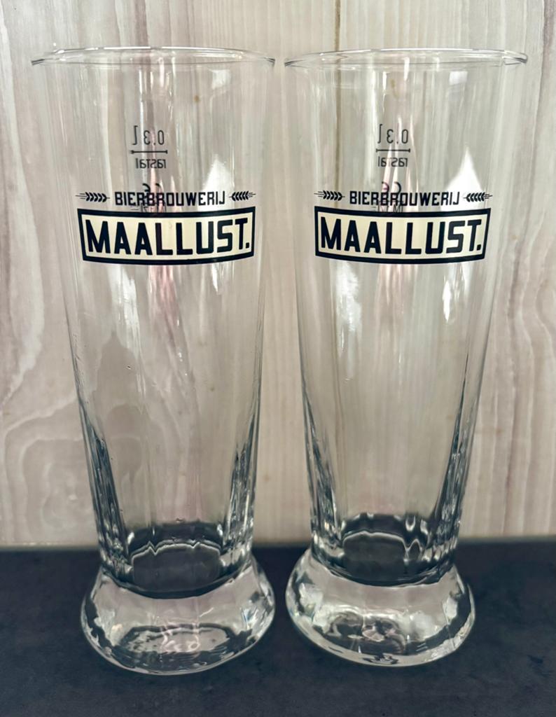 2x Bierbrouwerij Maallust bierglazen, Ophalen of Verzenden, Zo goed als nieuw, Bierglas