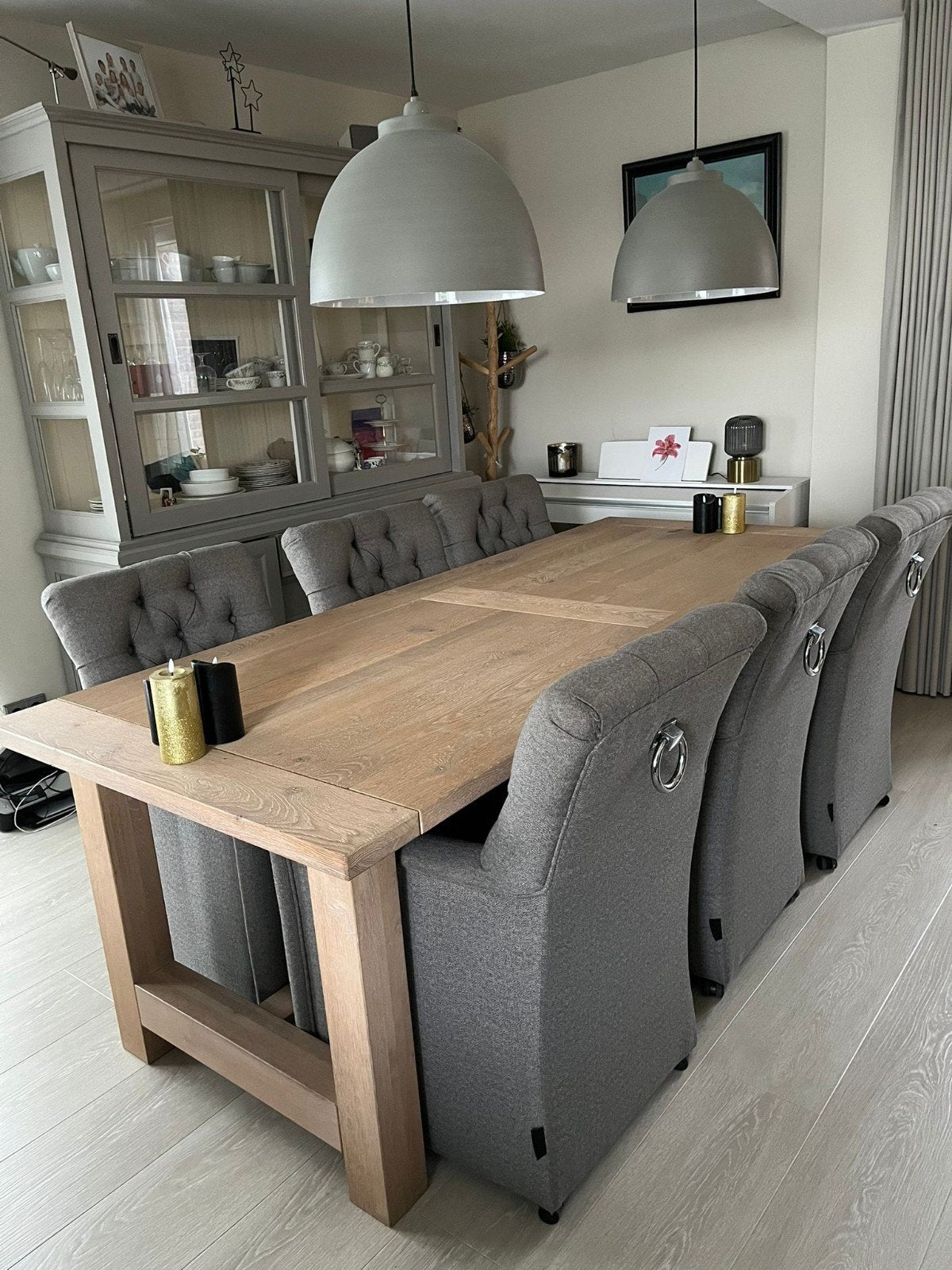 6 luxe eetkamerstoelen Urban Sofa grijs gemêleerd, Huis en Inrichting, Ophalen, Luxe, Modern, Klassiek, Gebruikt, Vijf, Zes of meer stoelen