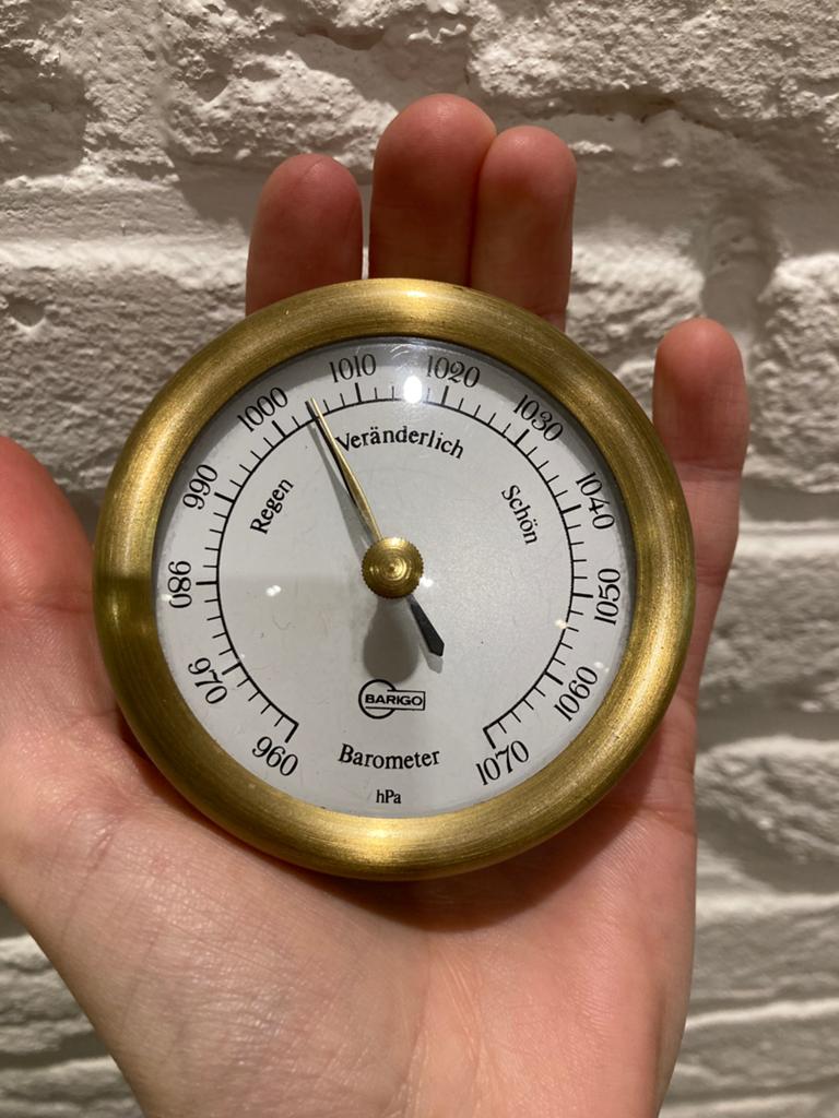 Goudkleurige messing barometer Barigo, Ophalen of Verzenden, Zo goed als nieuw, Barometer