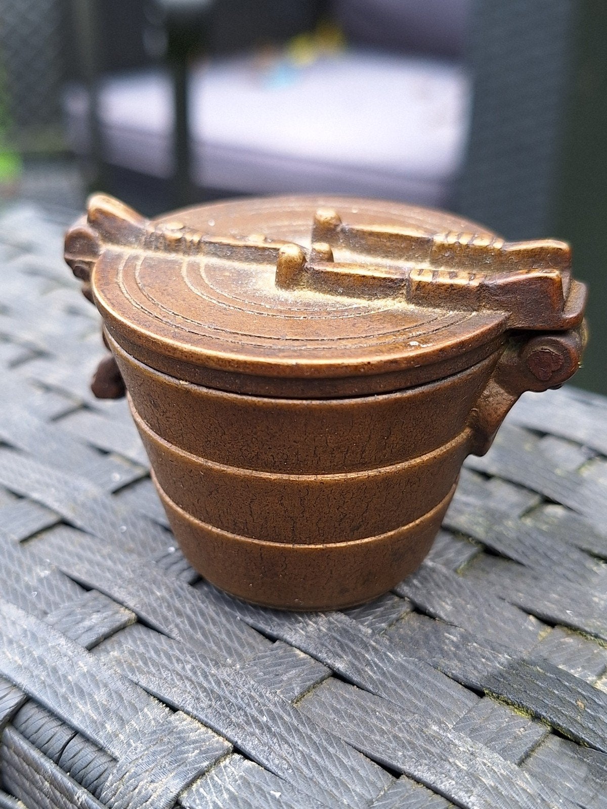 Vintage Sluitgewicht Set met Houder - Koper/Brons, Antiek en Kunst, Ophalen of Verzenden