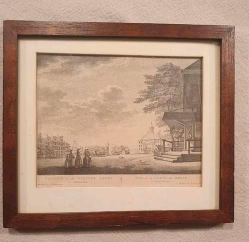 Gezicht Weesperpoort Amsterdam  Caspar Jacobsz. Philips 1780, Antiek en Kunst, Kunst | Etsen en Gravures, Ophalen