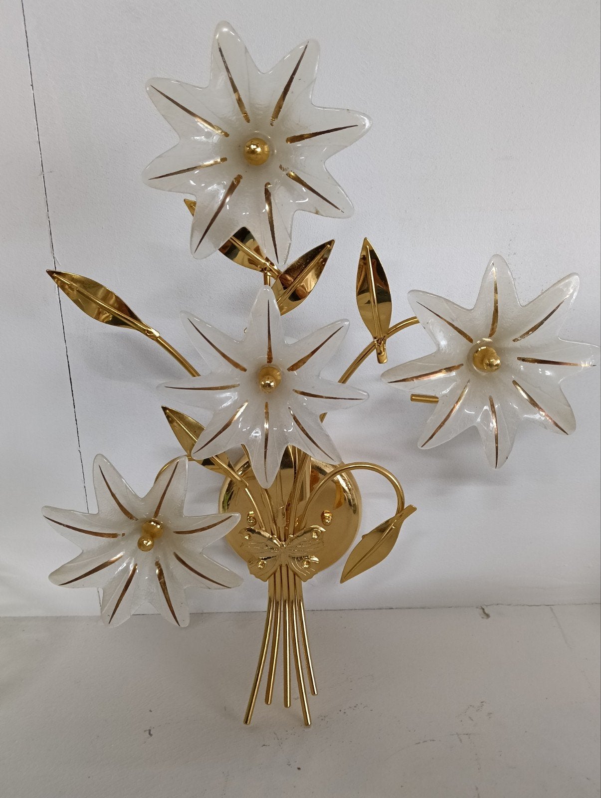 Vintage Glazen Bloemen Wandlamp - 37x28 cm, Ophalen of Verzenden