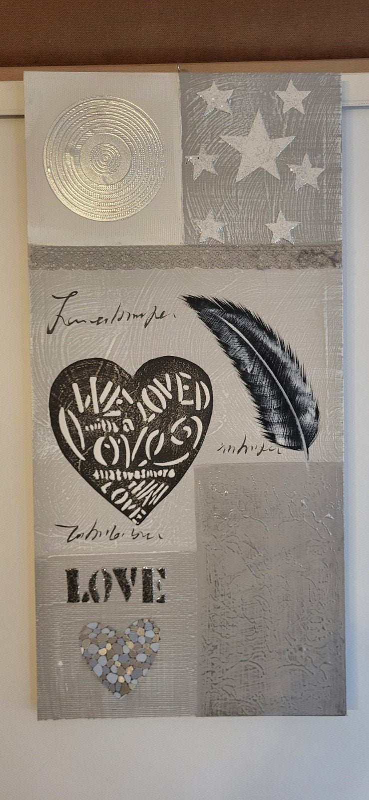 Set van 2 schilderijen met hart en liefde thema, Ophalen, 50 – 75, Zo goed als nieuw, Schilderij