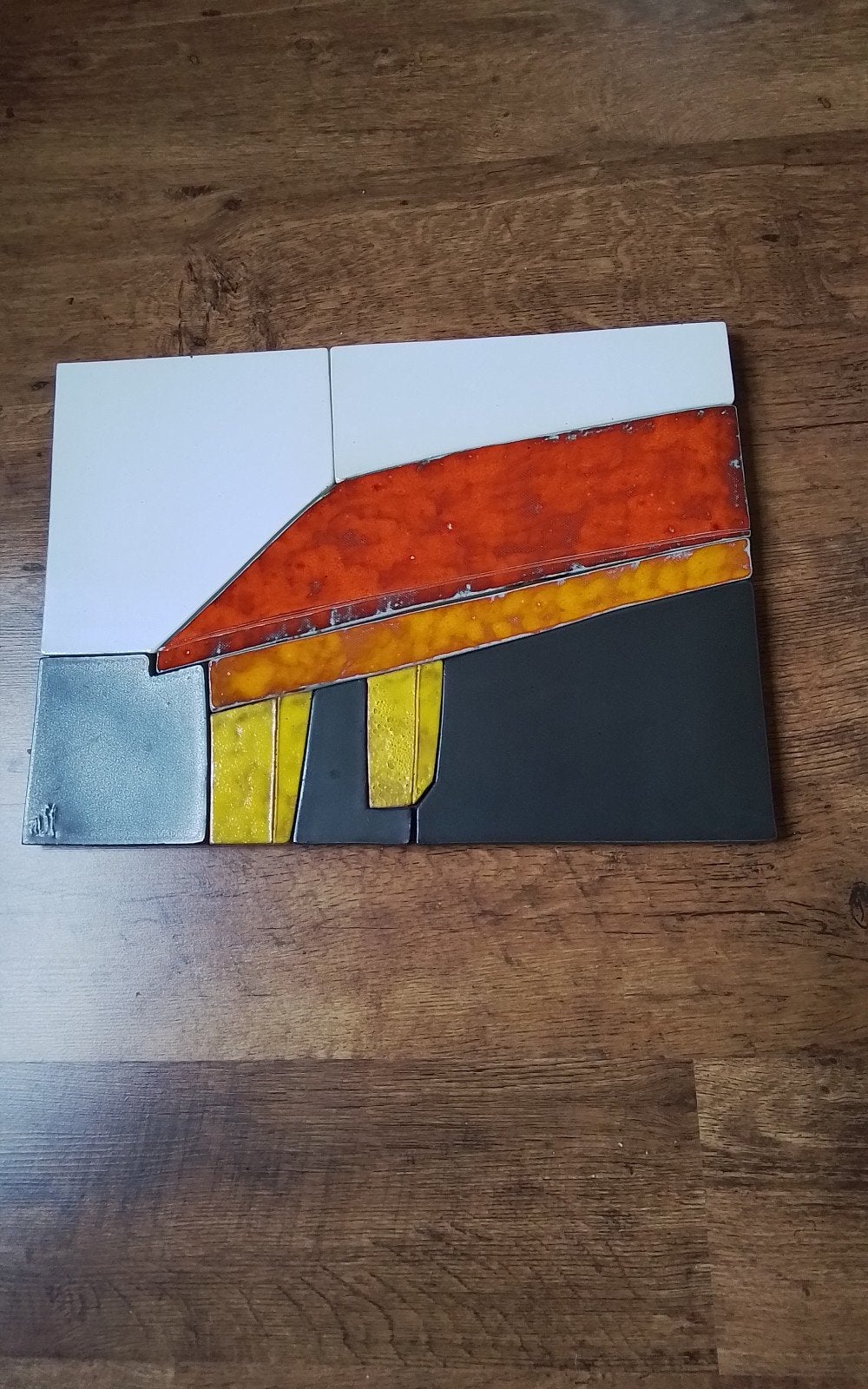 💐GEOMETRISCH ABSTRACT MOZAÏEK KUNSTWERK-SCHILDERIJ, Ophalen