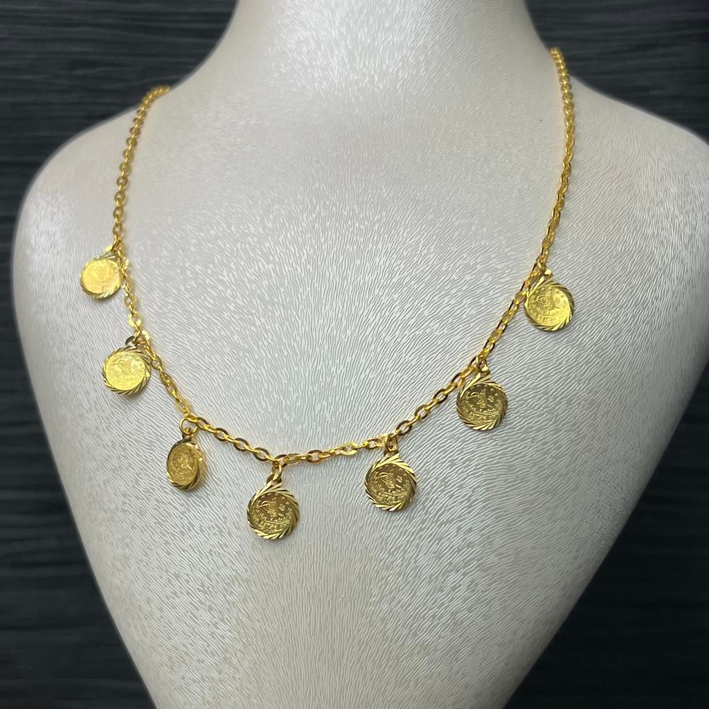 21 karaat gouden ketting collier munten, Ophalen of Verzenden, Zo goed als nieuw, Goud