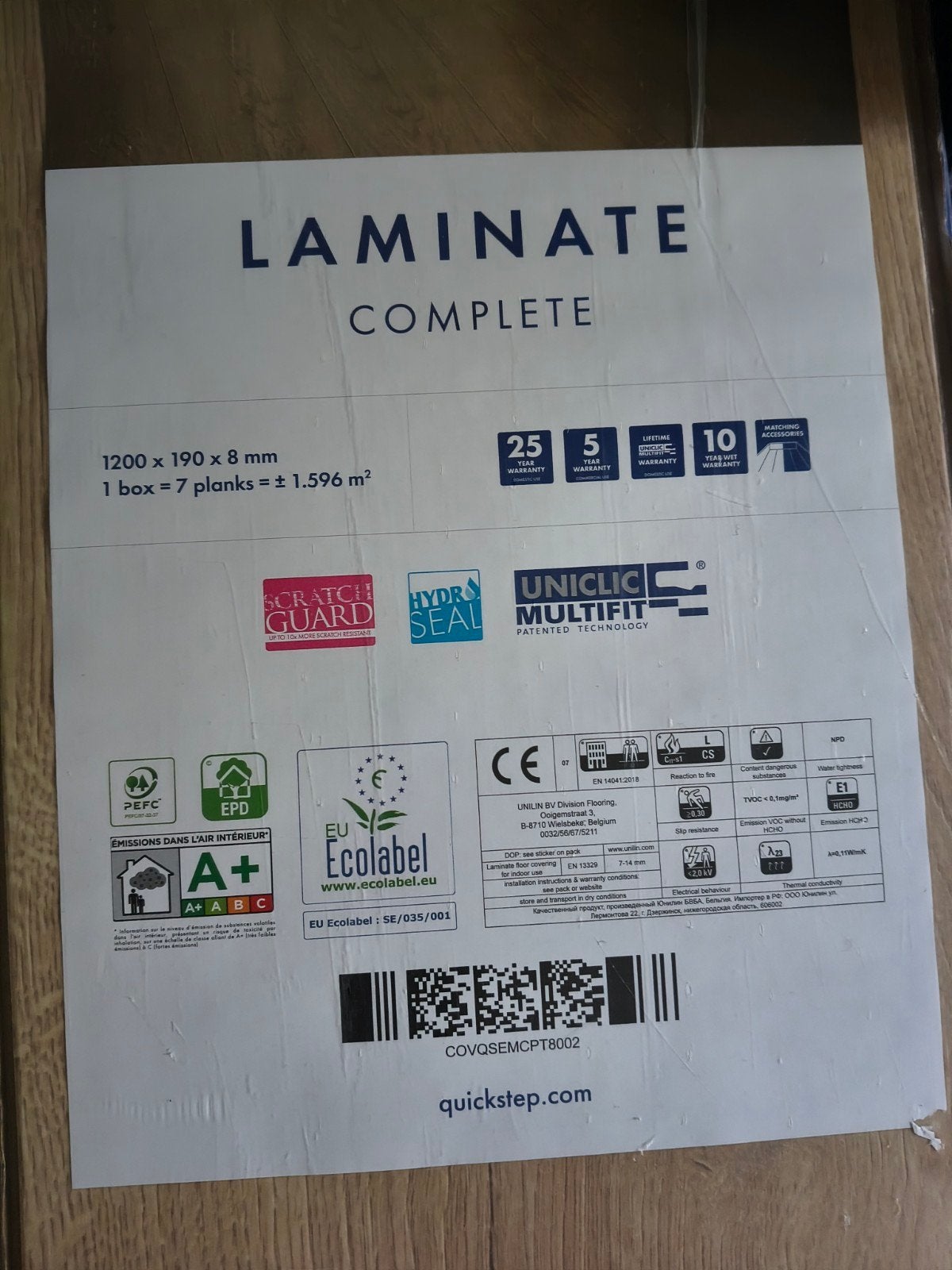 nieuw QUICKSTEP laminaat 6 pakken, Ophalen, 50 tot 150 cm, Nieuw, 10 tot 30 cm