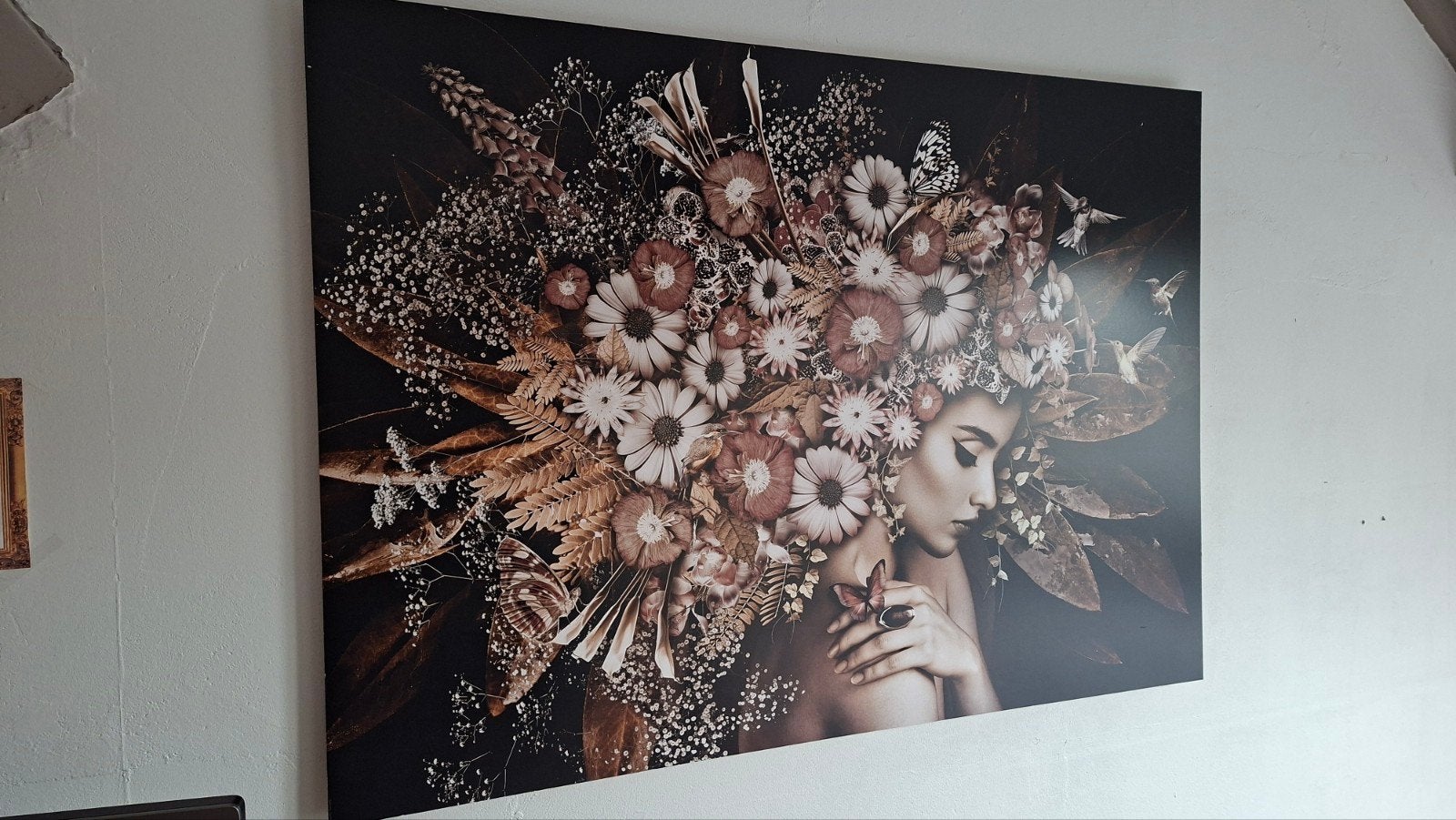 Prachtige foto op hout, 140x100cm, onbeschadigd, Ophalen, Hout, Bloemen