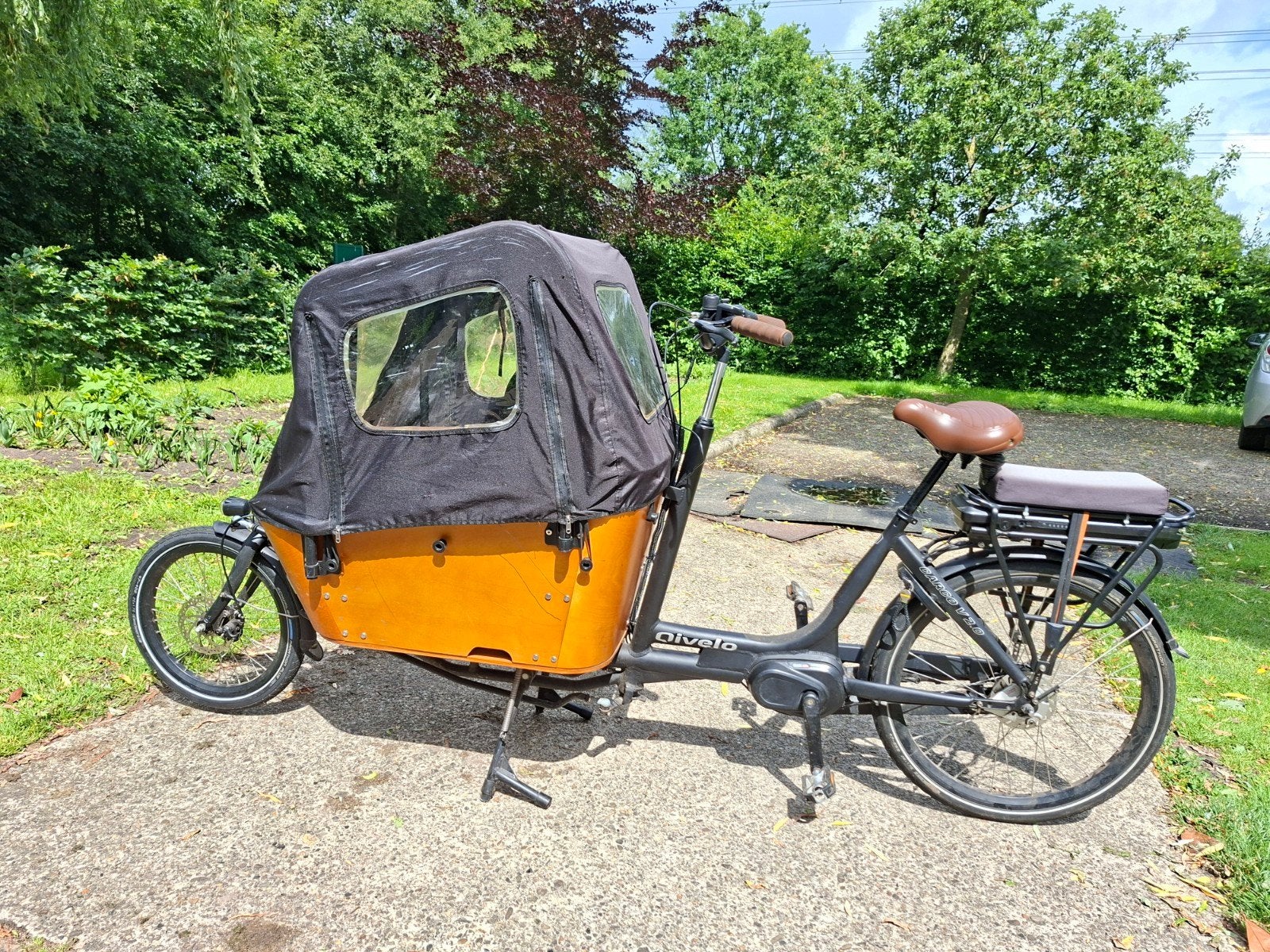 Qivelo Cargo V2.0 Elektrische Bakfiets met Huif, Fietsen en Brommers, Fietsen | Bakfietsen, 4 kinderen of meer, Gebruikt, Huif