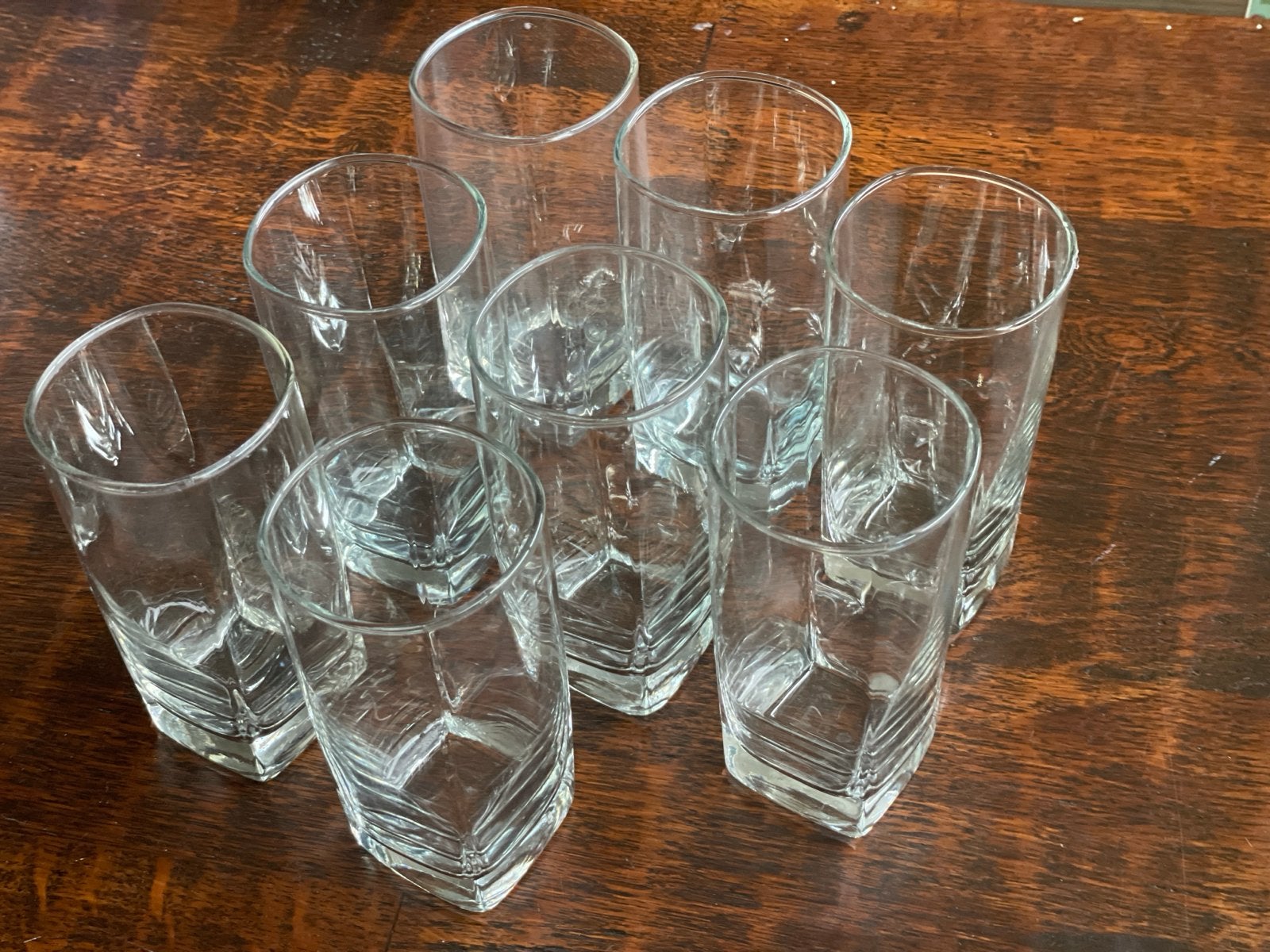 8 Hoekige longdrink glazen, Ophalen of Verzenden, Gebruikt, Glas