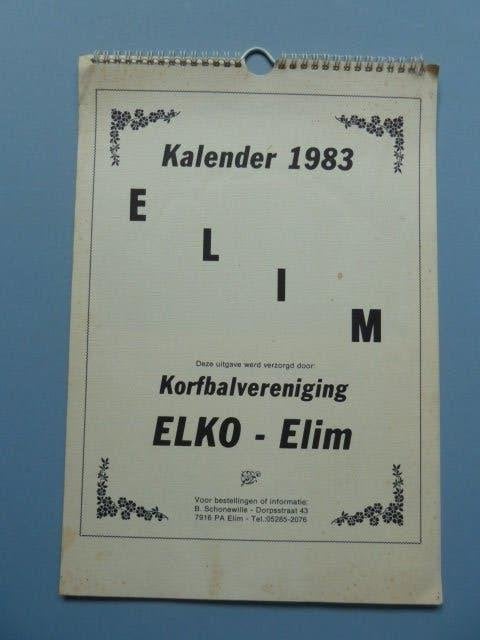 Gratis: J12  Kalender Elim 1983 Korfbal Elko- Elim, Diversen, Ophalen, Maandkalender