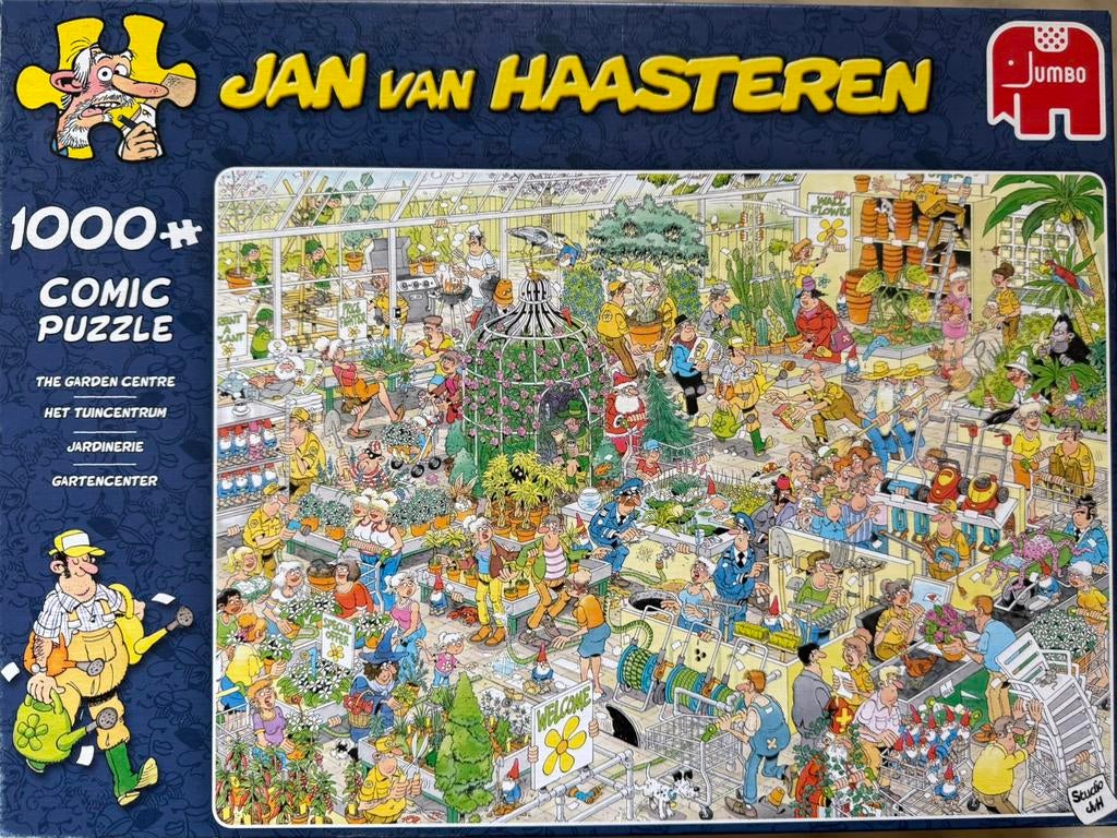 Jan van Haasteren puzzel 1000 stukjes “Het Tuincentrum”, Ophalen of Verzenden, 500 t/m 1500 stukjes, Zo goed als nieuw