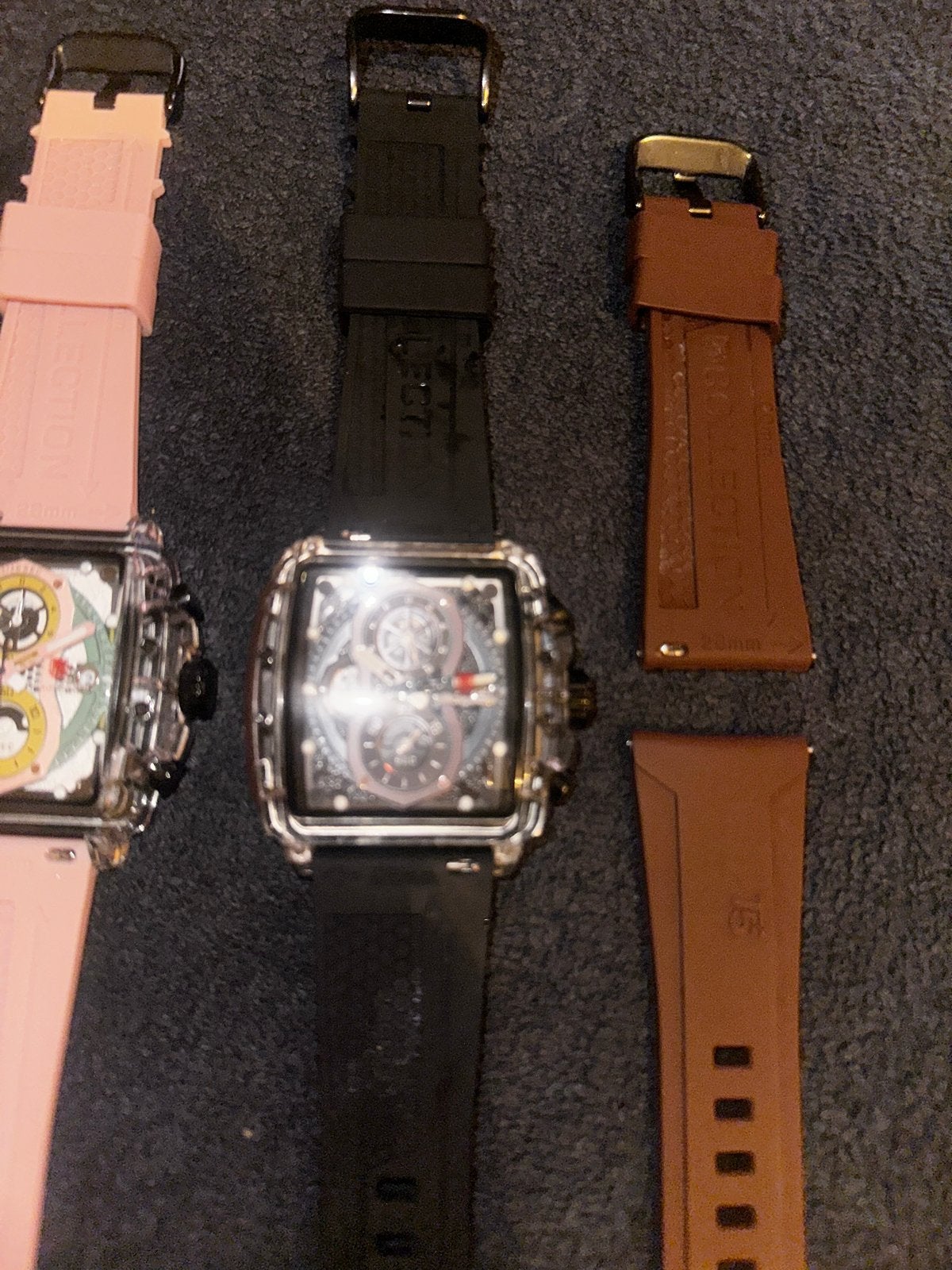 2 Chronograaf horloges met extra bandje, Overige merken, Kunststof, Gebruikt, Polshorloge
