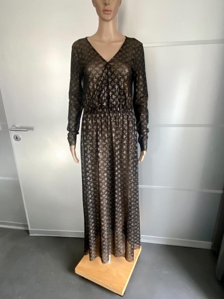 J121 Sissy Boy lange maxi jurk maat 40/42=M/L zwart beige, Maat 38/40 (M), Zwart, Sissy-Boy, Ophalen of Verzenden