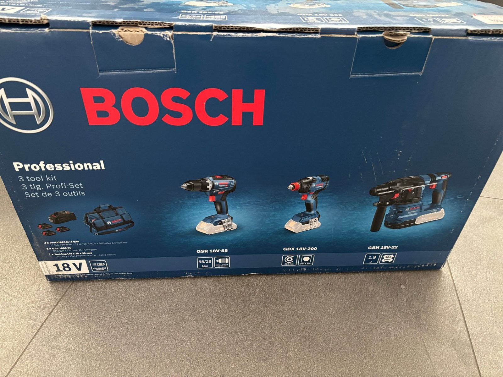 Bosch Professional 18V 3-delige gereedschapskit (Nieuw), Ophalen, 600 watt of meer, Nieuw, Boor- en Schroefmachine