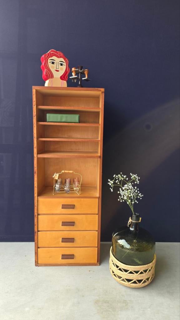 Vintage ladekastje, kastje met lades en vakken, organizer, Huis en Inrichting, Kasten | Ladekasten, Ophalen, Minder dan 50 cm
