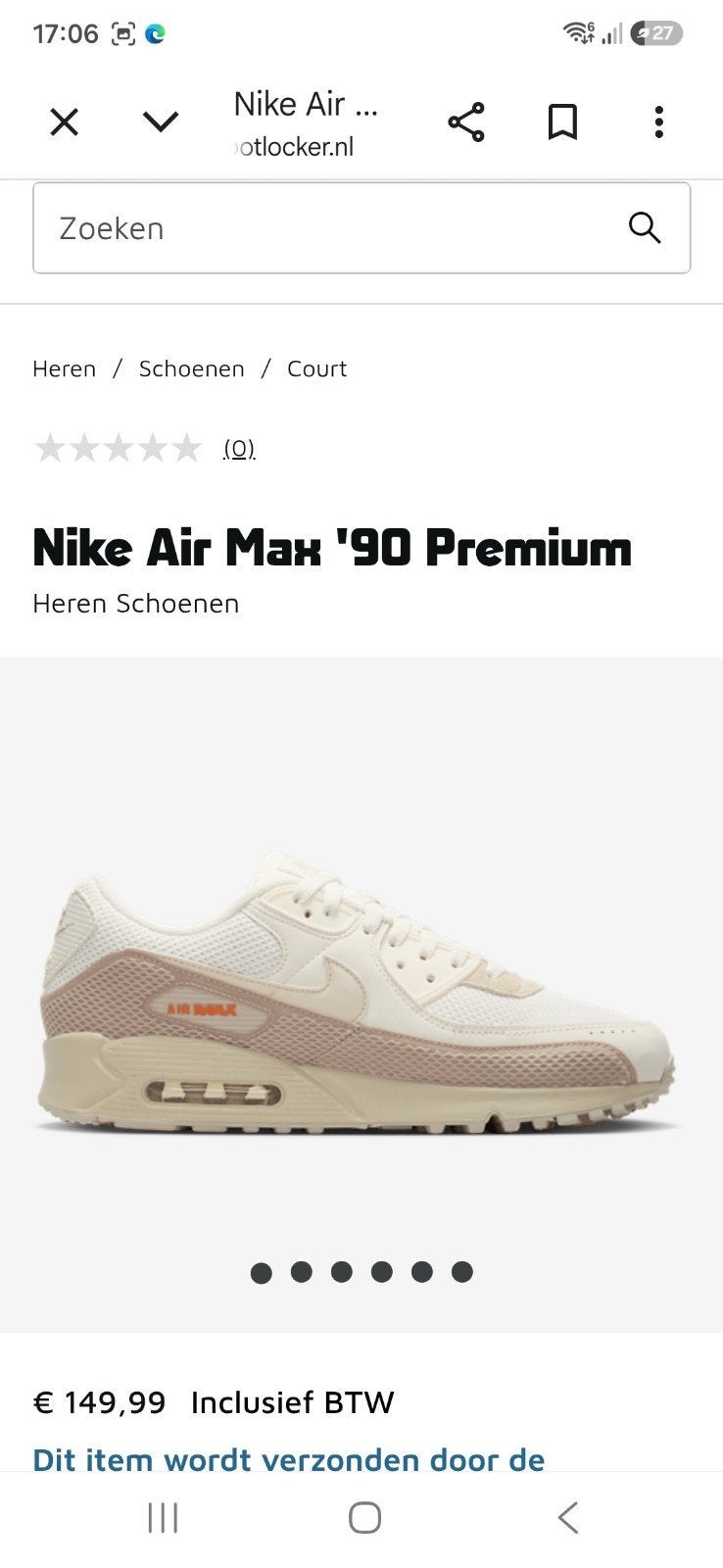 Nike Air Max 90 Premium - Maat 42, Ophalen of Verzenden, Zo goed als nieuw