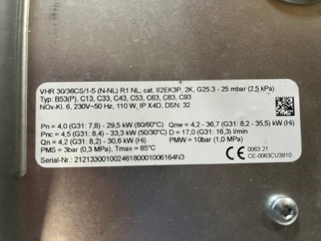 Vaillant ecoTEC plus VHR 30/36CS/1-5 CW5 – bouwjaar 2020, Ophalen, 30 tot 80 cm, Gebruikt, Hoog rendement (Hr)