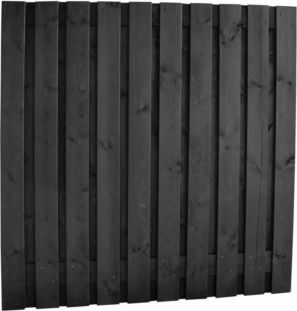 Tuinscherm 180x180 zwart gespoten | 21-planks, 1 tot 2 meter, Minder dan 3 meter, Nieuw, Ophalen of Verzenden