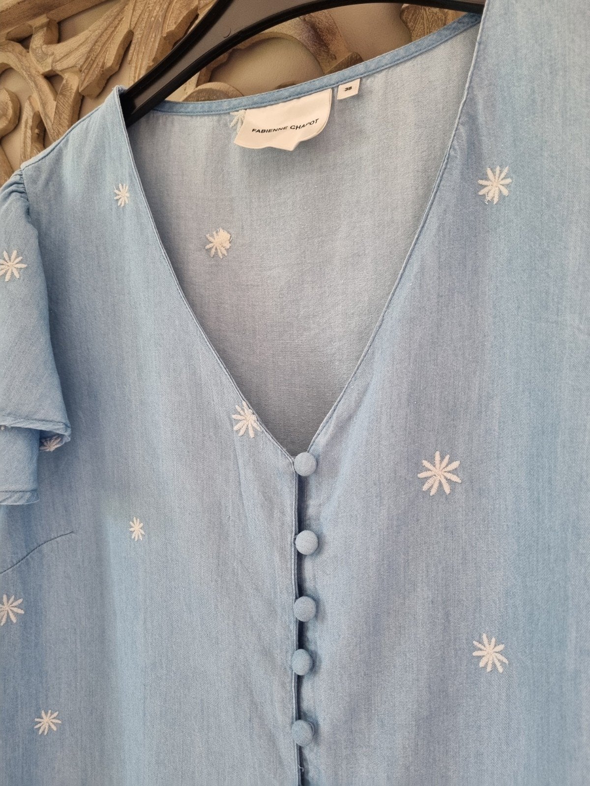 Prachtig blousje van "Fabienne Chapot", Maat 38/40 (M), Blauw, Ophalen of Verzenden, Zo goed als nieuw