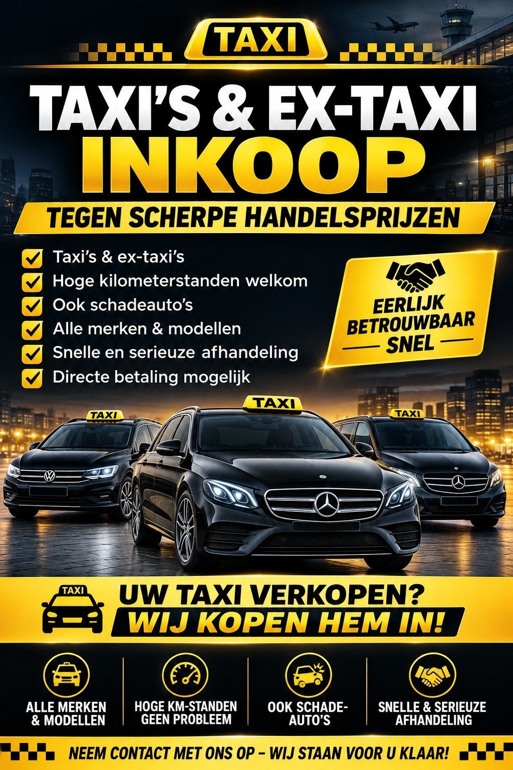 inkoop taxi auto / ex taxi, Ophalen, Gebruikt