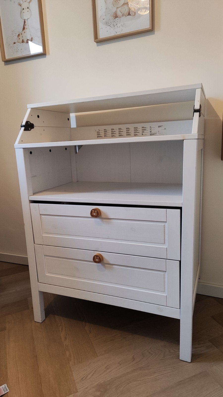 Witte commode met lades en opklapbaar blad, Gebruikt, 50 tot 70 cm, Ophalen of Verzenden, 75 tot 100 cm