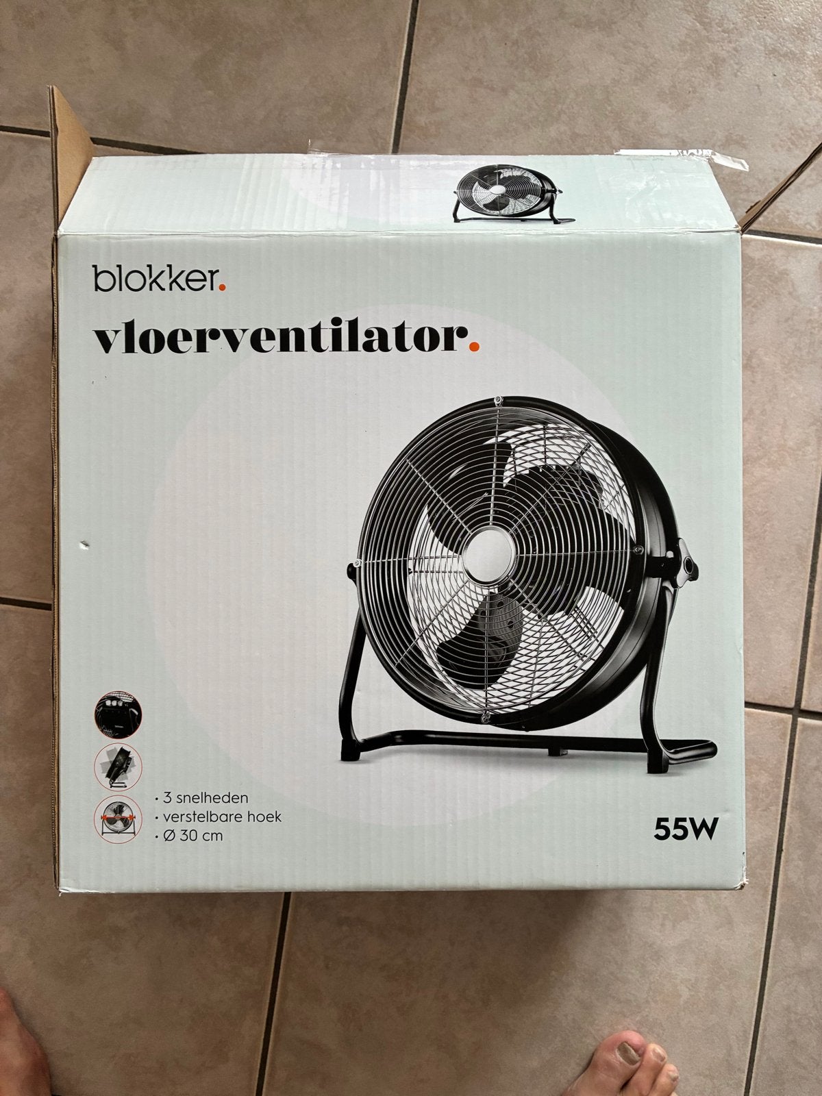 Blokker Vloerventilator 55W - Nieuw in doos, Witgoed en Apparatuur, Ventilatoren, Ophalen of Verzenden, Nieuw, Vloerventilator