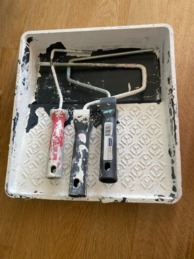 Verfrollers en verfbak met uitschuifbare steel, Ophalen, Zo goed als nieuw
