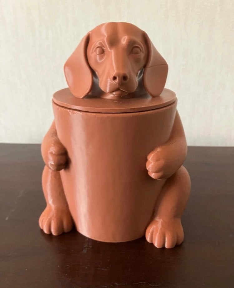 3D Geprinte Teckel Voorraadpot  | Uniek & Decoratief, Ophalen of Verzenden, Nieuw, Kunststof