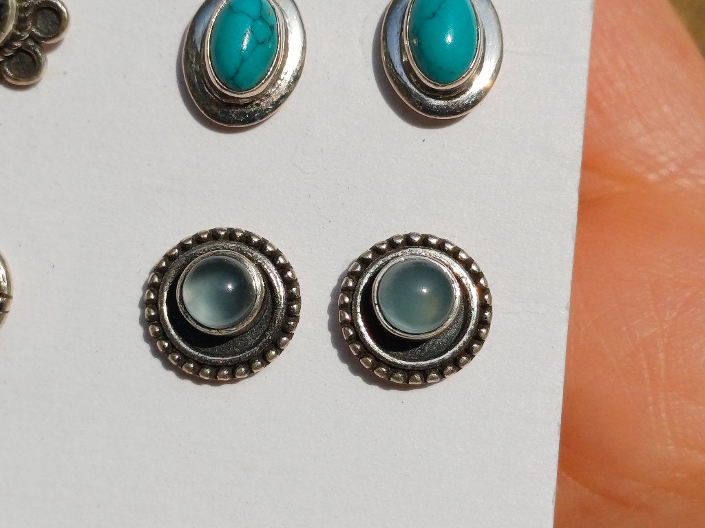 Vanoli 925 zilveren oorbellen / oorknopjes met chalcedoon, Sieraden, Tassen en Uiterlijk, Oorbellen, Daiva1973@hotmail.com, Vanoli