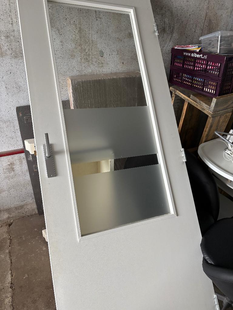 Binnendeur 230 x 83 met ruit, Doe-het-zelf en Verbouw, Deuren en Horren, Ophalen, Gebruikt, 80 tot 100 cm, 215 cm of meer